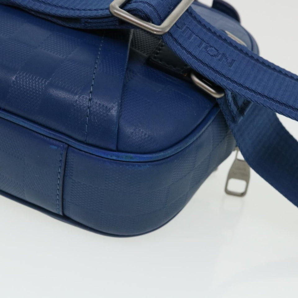 LOUIS VUITTON Damier Infini Ambreil Shoulder Bag Leather Blue N41354 LV 31997A