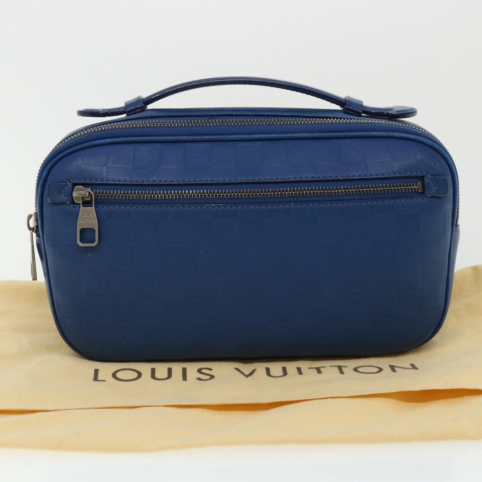 LOUIS VUITTON Damier Infini Ambreil Shoulder Bag Leather Blue N41354 LV 31997A