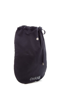 Chanel Black Satin & Pearl Stud Detail Handbag