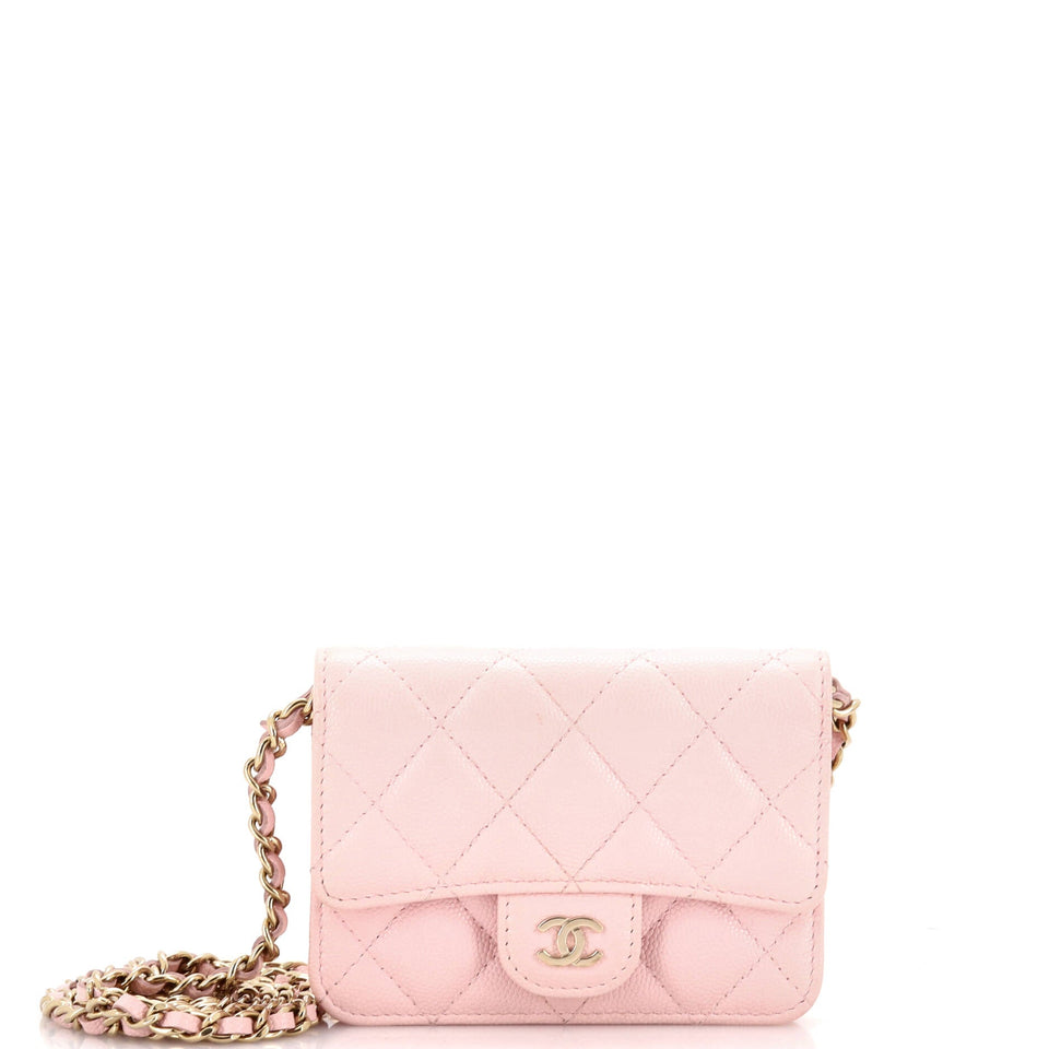 Classic Flap Clutch with Chain Quilted Caviar Small