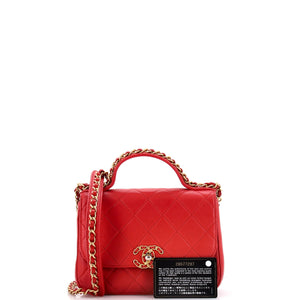 Chain Infinity Top Handle Bag Quilted Lambskin Mini