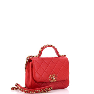 Chain Infinity Top Handle Bag Quilted Lambskin Mini