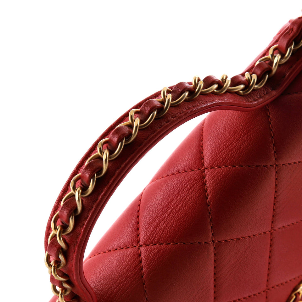 Chain Infinity Top Handle Bag Quilted Lambskin Mini