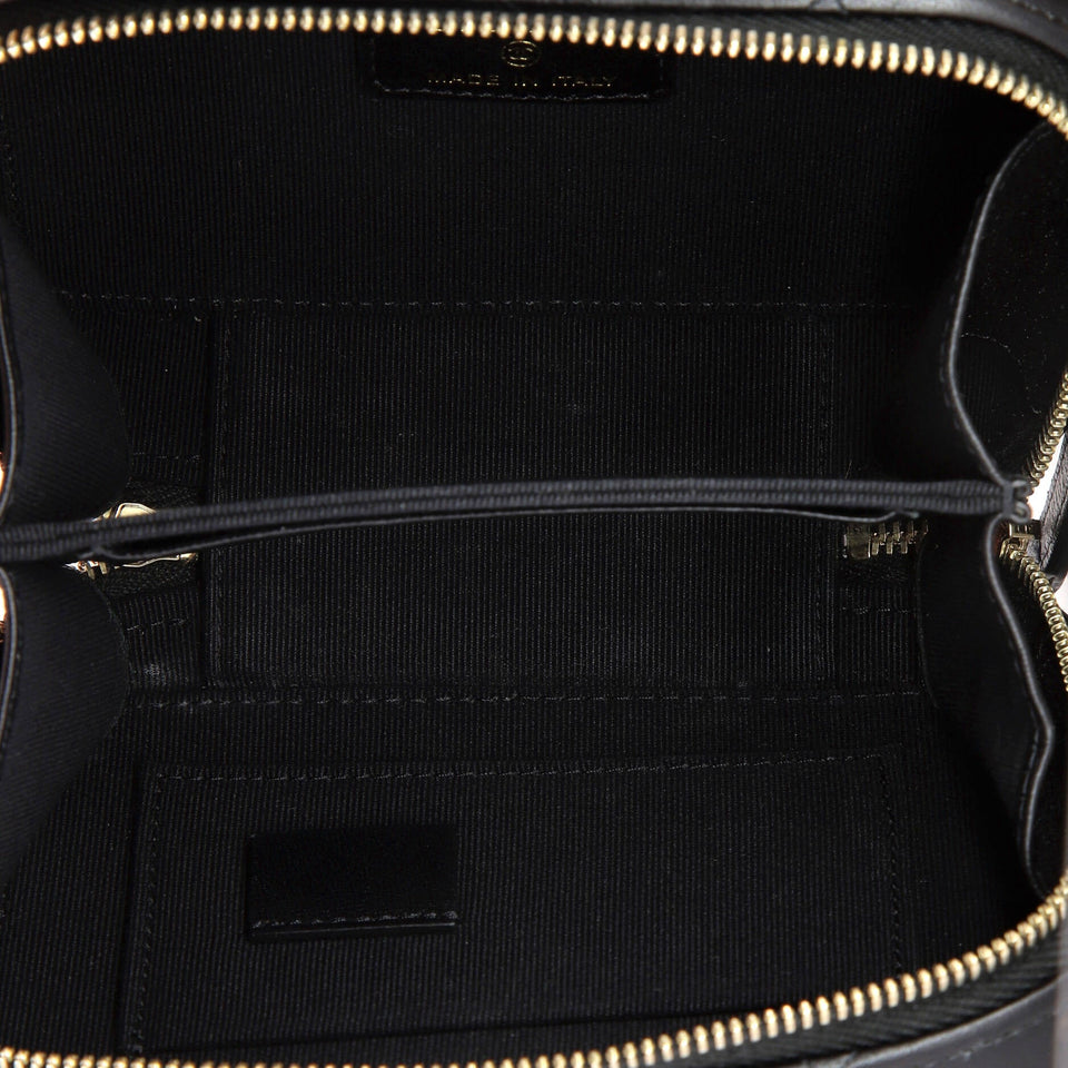 CC Chain Handle Zip Around Vanity Case with Chain Quilted Lambskin Mini