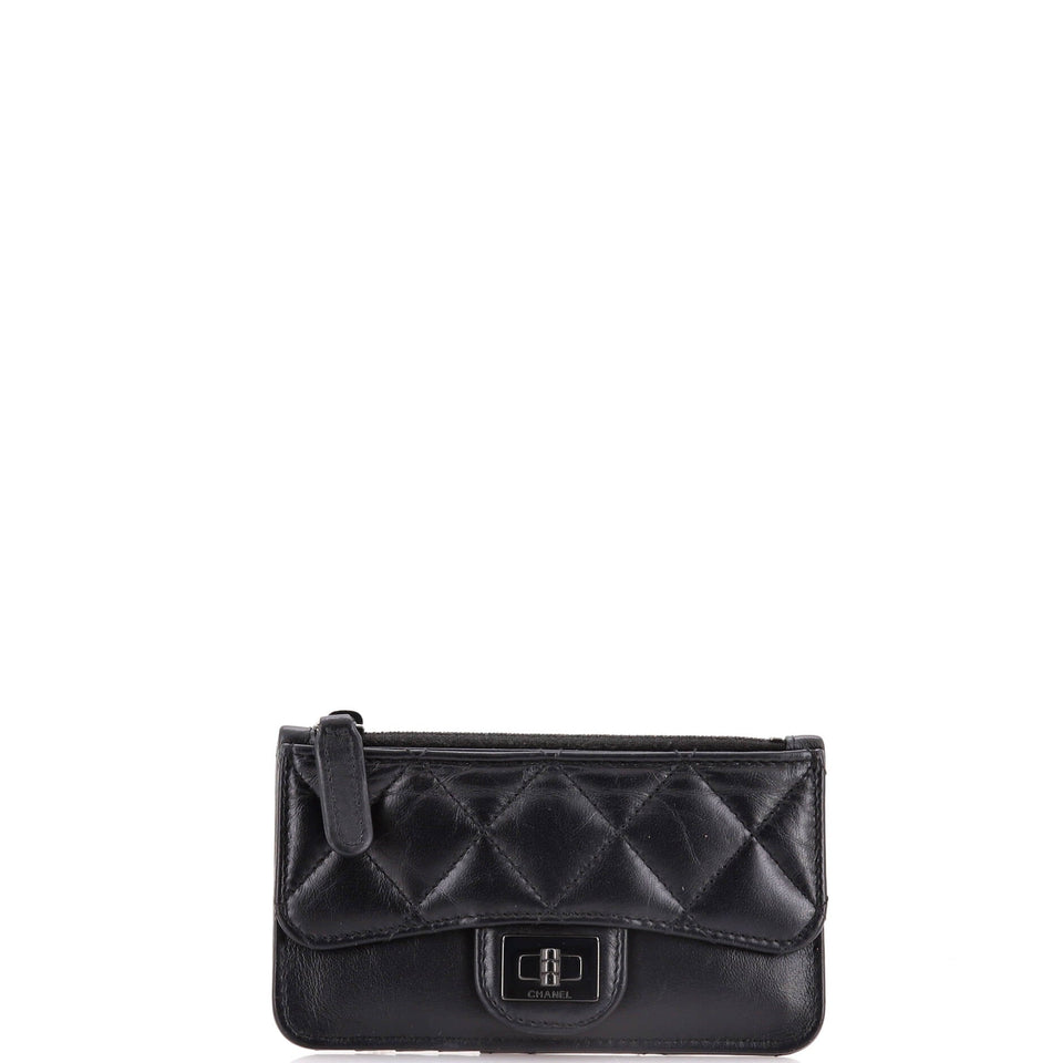 So Black Reissue Flap Zip Card Holder Quilted Aged Calfskin