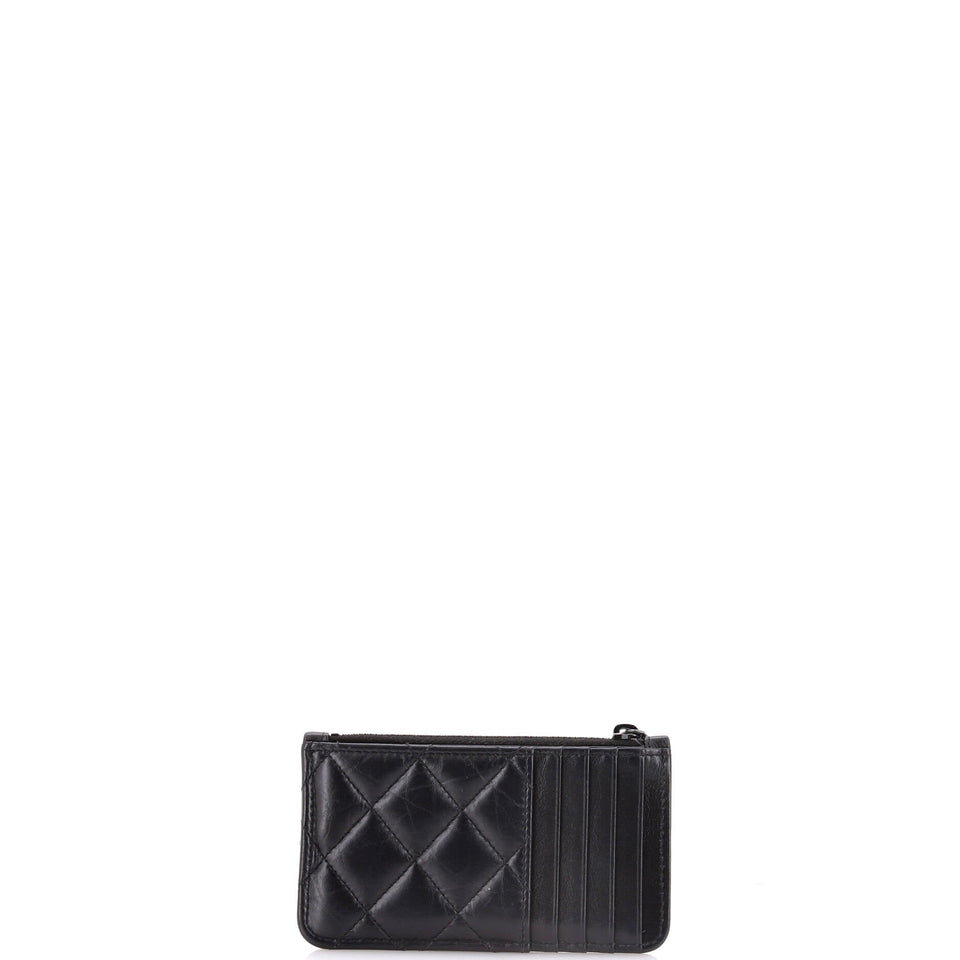 So Black Reissue Flap Zip Card Holder Quilted Aged Calfskin