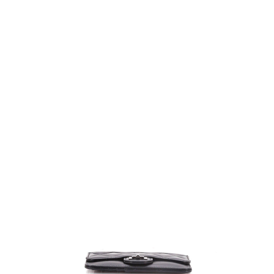 So Black Reissue Flap Zip Card Holder Quilted Aged Calfskin