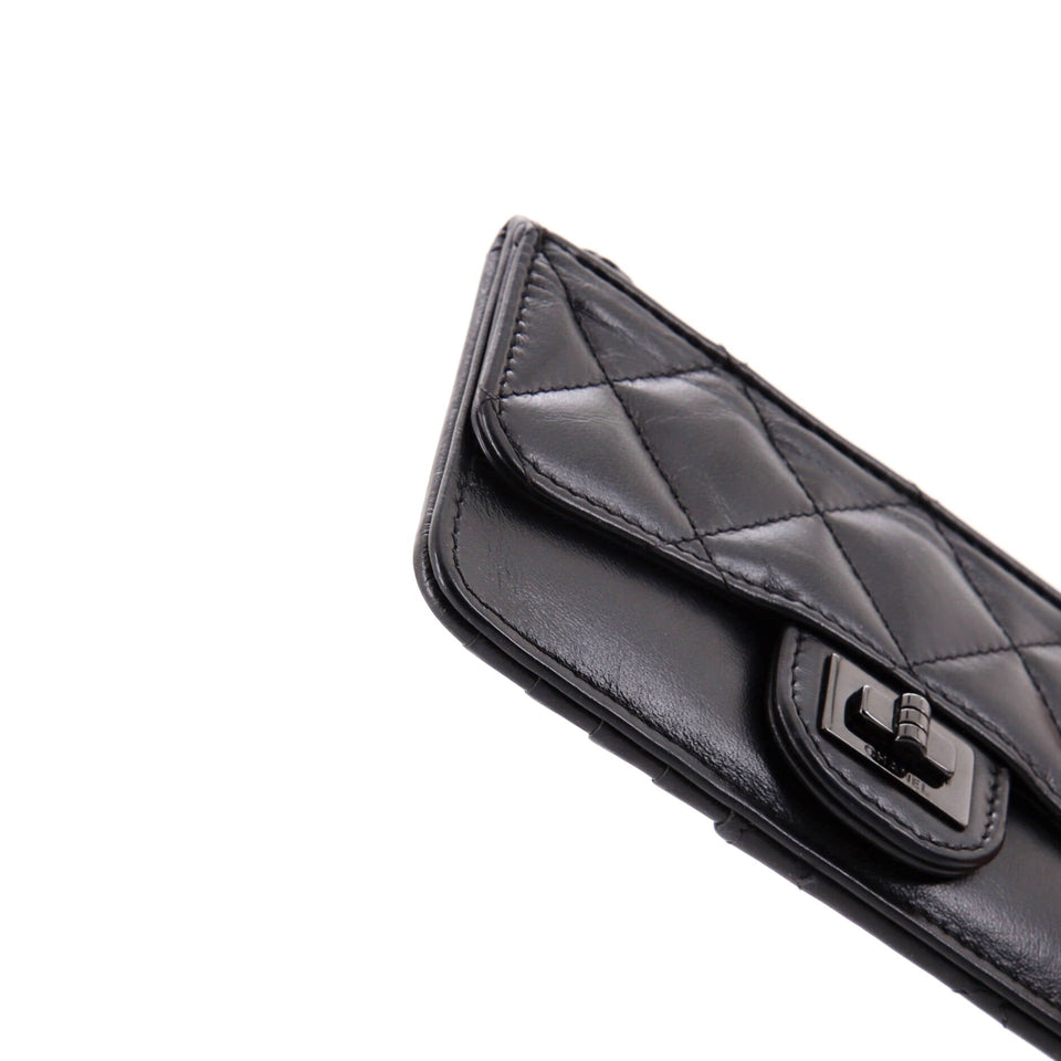 So Black Reissue Flap Zip Card Holder Quilted Aged Calfskin