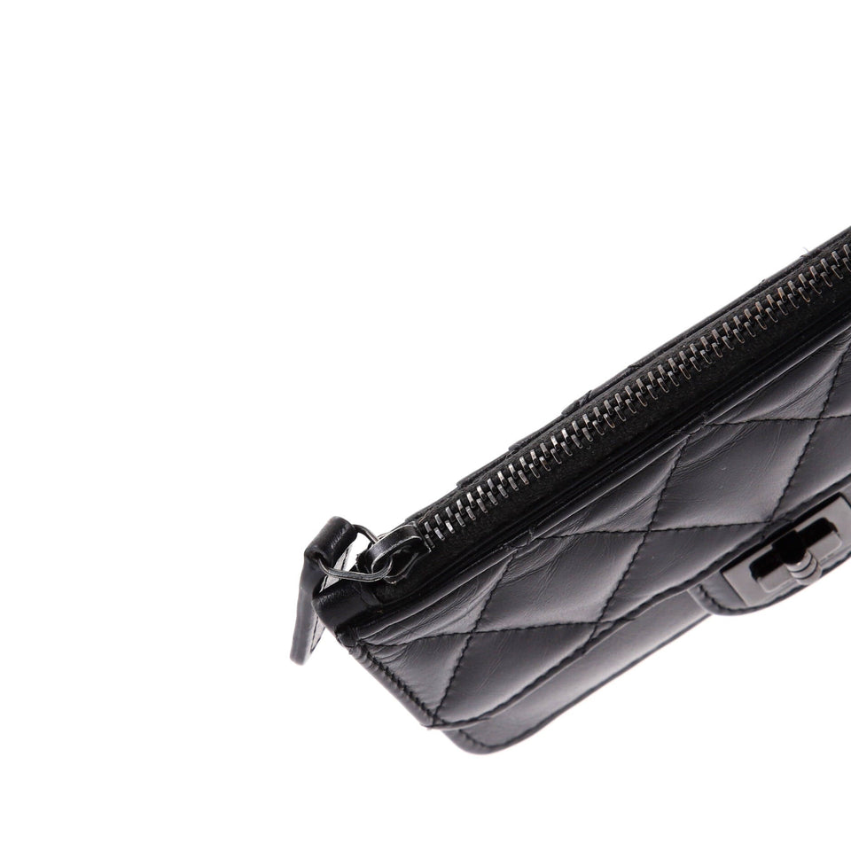So Black Reissue Flap Zip Card Holder Quilted Aged Calfskin