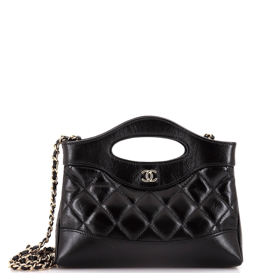 31 Shopping Bag Clutch with Chain Quilted Lambskin Small