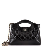 31 Shopping Bag Clutch with Chain Quilted Lambskin Small