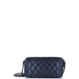 Boy Double Zip Clutch with Chain Quilted Caviar