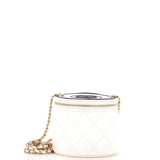 CC Round Vanity Case with Chain Quilted Lambskin Mini