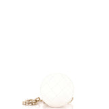 CC Round Vanity Case with Chain Quilted Lambskin Mini