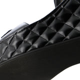 Women's Logo Velcro Strap Wedge Sandals Quilted Leather