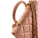 Top Handle Flap Coin Purse with Chain Quilted Lambskin