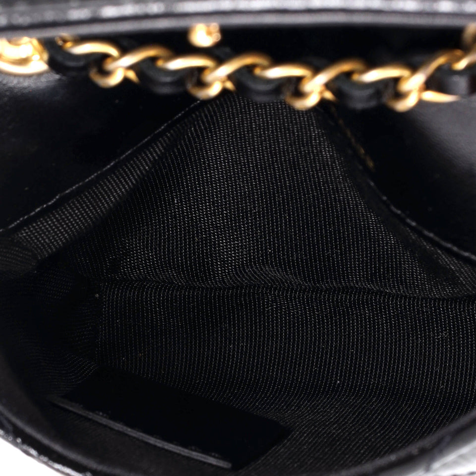 CC Flap Chain Belt Bag Quilted Shiny Aged Calfskin