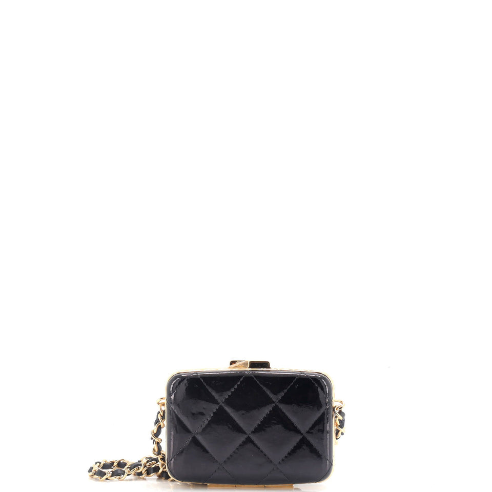 Framed Box Clutch with Chain Quilted Patent Mini
