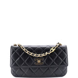 CC Enamel Compartment Chain Shoulder Bag Quilted Lambskin Small