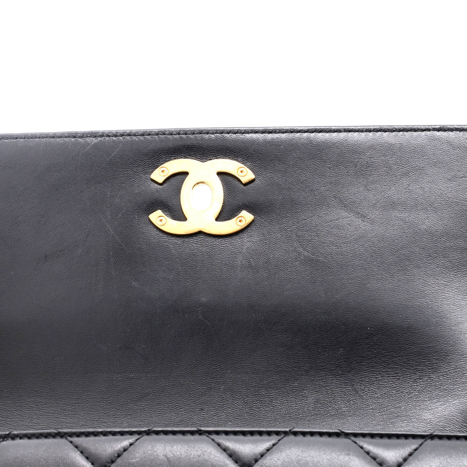 CC Enamel Compartment Chain Shoulder Bag Quilted Lambskin Small