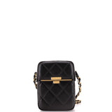 Diamond Lock CC Phone Holder Crossbody Bag Quilted Lambskin Mini