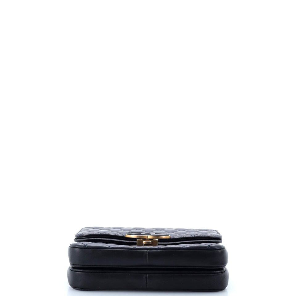 CC Chic Double Flap Bag Quilted Lambskin North South