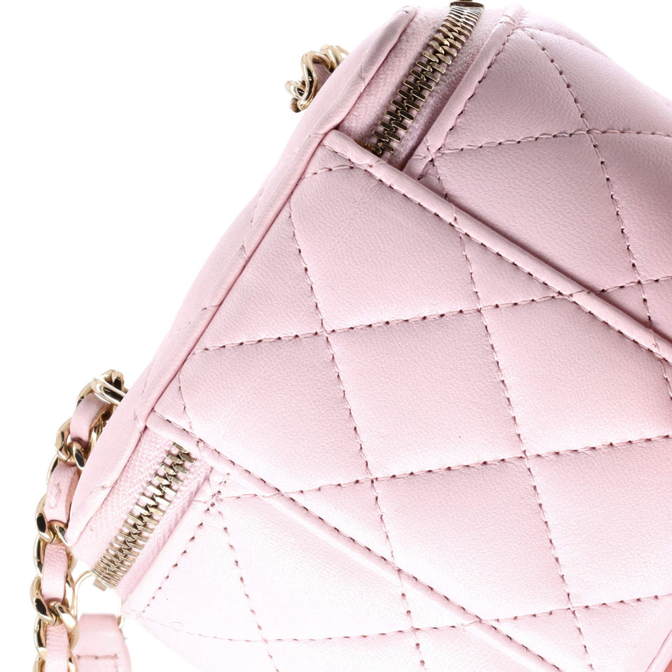 Vanity Case with Pearl Chain Quilted Lambskin Mini