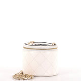 CC Round Vanity Case with Chain Quilted Lambskin Mini