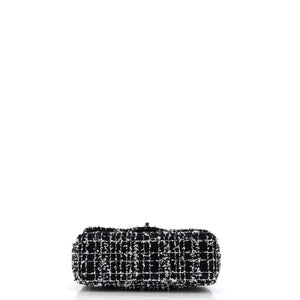 Classic Single Flap Top Handle Bag Quilted Tweed with Sequins Mini