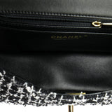 Classic Single Flap Top Handle Bag Quilted Tweed with Sequins Mini