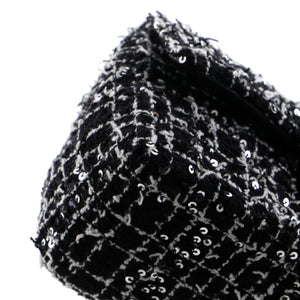 Classic Single Flap Top Handle Bag Quilted Tweed with Sequins Mini