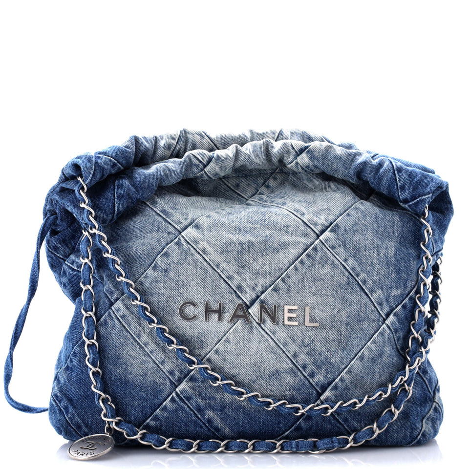 22 Chain Hobo Quilted Denim Small