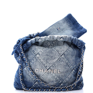 22 Chain Hobo Quilted Denim Small
