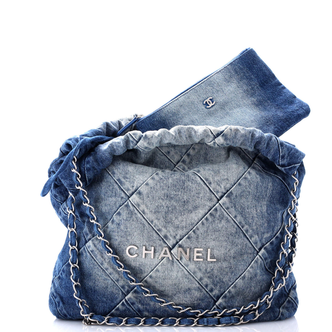22 Chain Hobo Quilted Denim Small