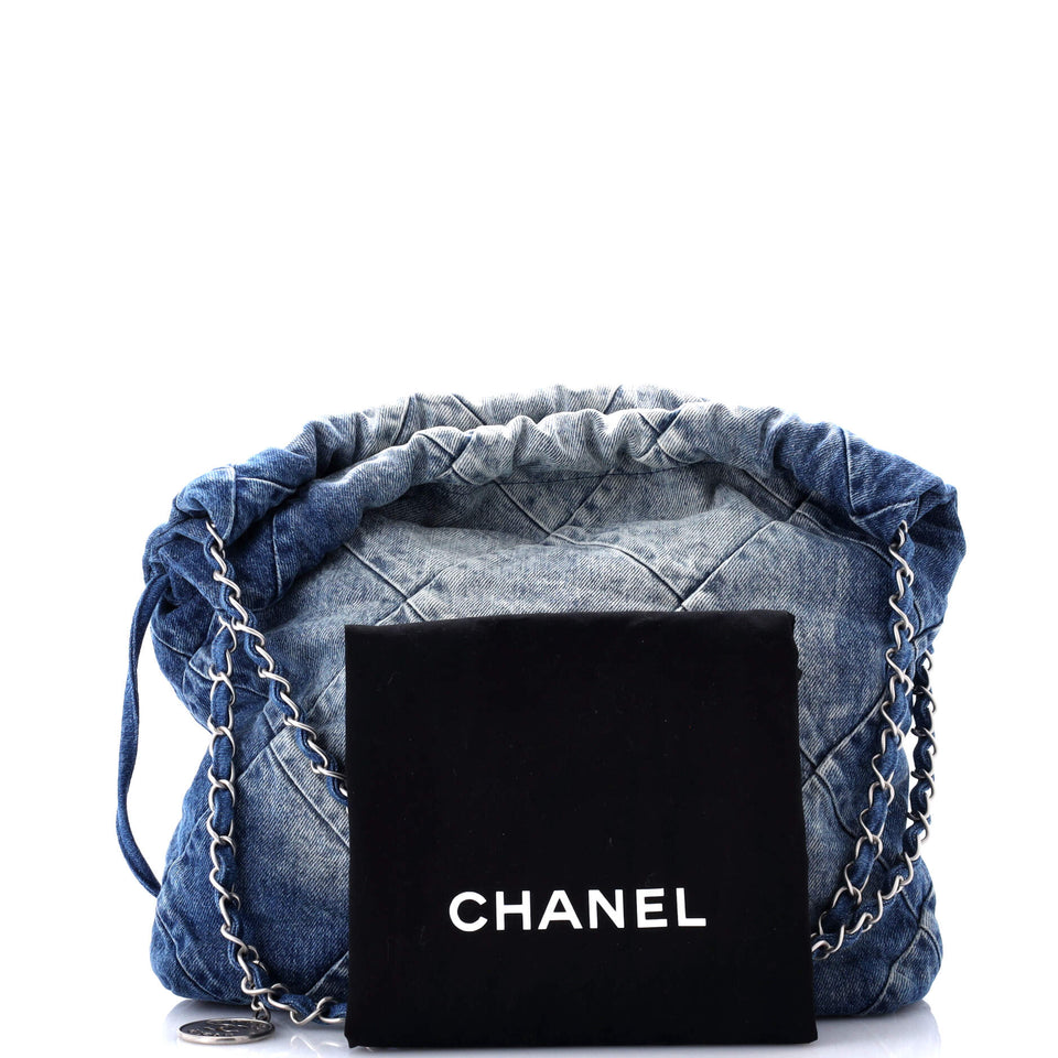 22 Chain Hobo Quilted Denim Small