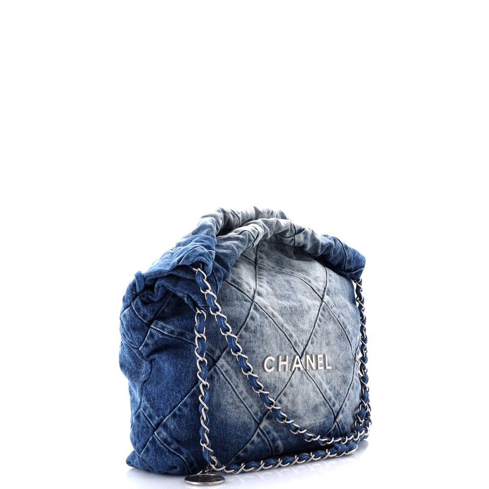 22 Chain Hobo Quilted Denim Small