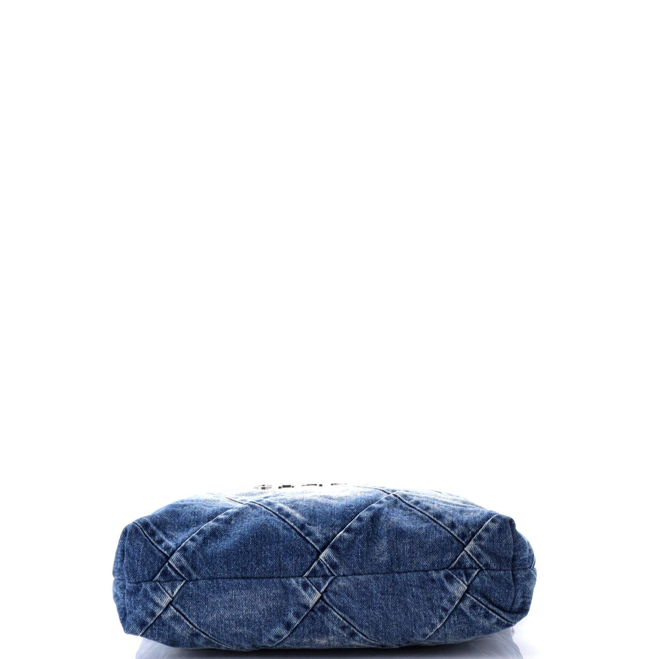 22 Chain Hobo Quilted Denim Small