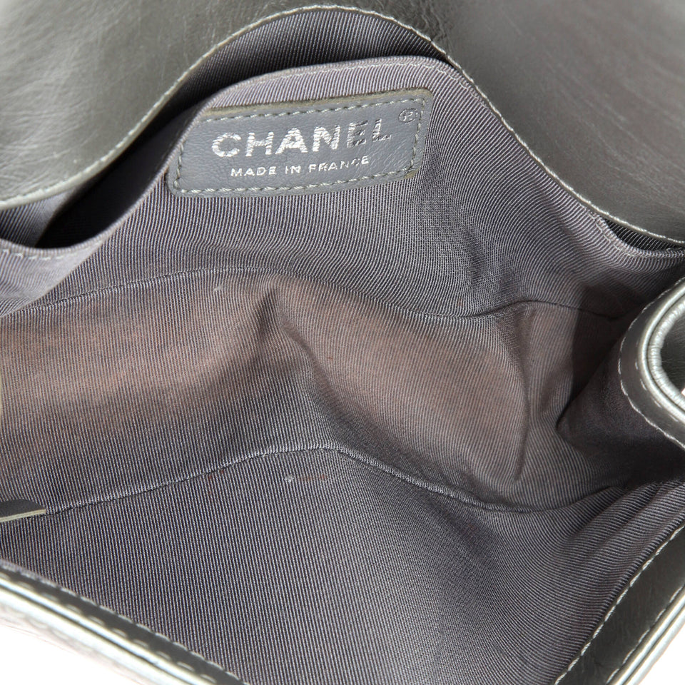 Chain Handle Boy Flap Bag Quilted Calfskin Small
