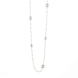 CC Station Long Necklace Metal with Faux Pearls and Crystals