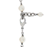 CC Station Long Necklace Metal with Faux Pearls and Crystals