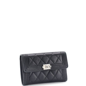 Boy Trifold Flap Wallet Quilted Lambskin Medium