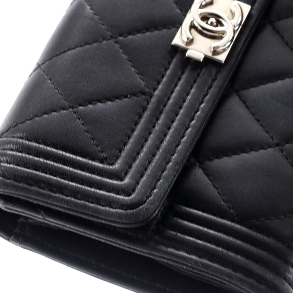 Boy Trifold Flap Wallet Quilted Lambskin Medium