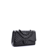 So Black Classic Double Flap Bag Chevron Lambskin Jumbo
