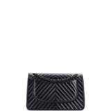 So Black Classic Double Flap Bag Chevron Lambskin Jumbo