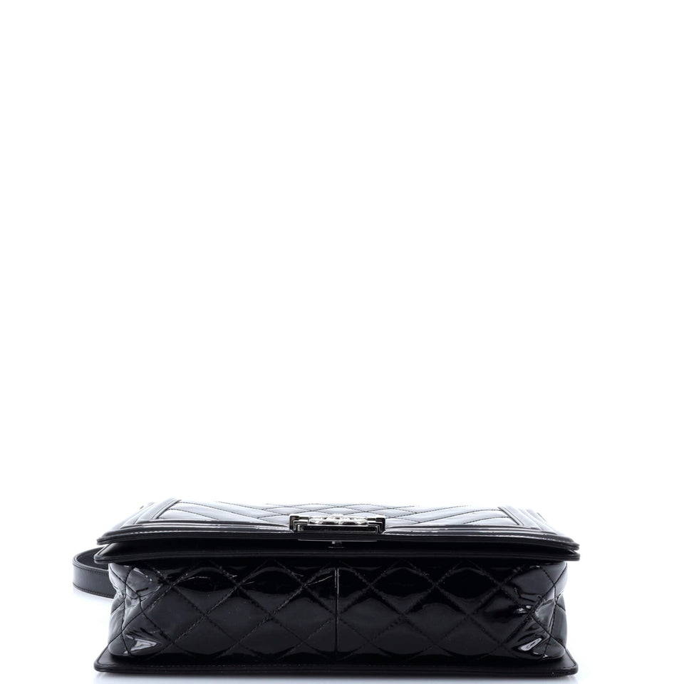Boy Flap Bag Chevron Patent New Medium