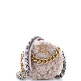 19 Round Clutch with Chain Quilted Shearling