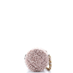 19 Round Clutch with Chain Quilted Shearling