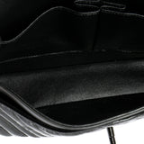 So Black Classic Double Flap Bag Chevron Crinkled Patent Medium