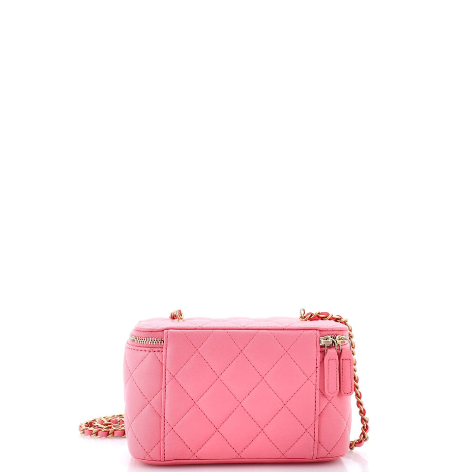 Pearl Crush Vanity Case with Chain Quilted Lambskin Small