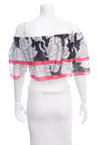 Chanel Black & White Off Shoulder Blouse SZ 38